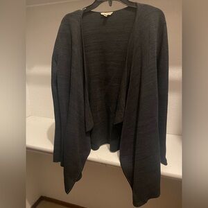 Eileen Fisher Womens Grey Cardigan L Silk Organic Cotton Minimalist Open Front